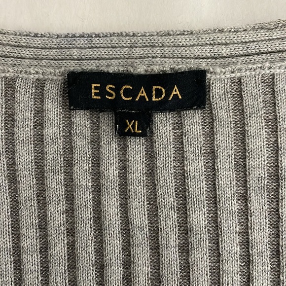 Escada Cardigan Sweater Silver Metallic Size XL Luxury Old Money - Picture 7 of 12